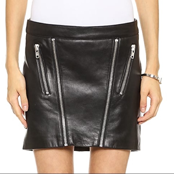 Leather Zip Mini Skirt